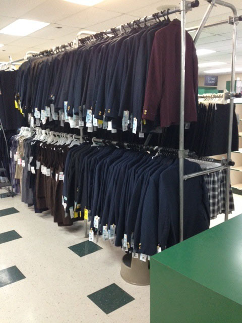 Railex System 1427 Clothing Rack with School Uniform Showroom