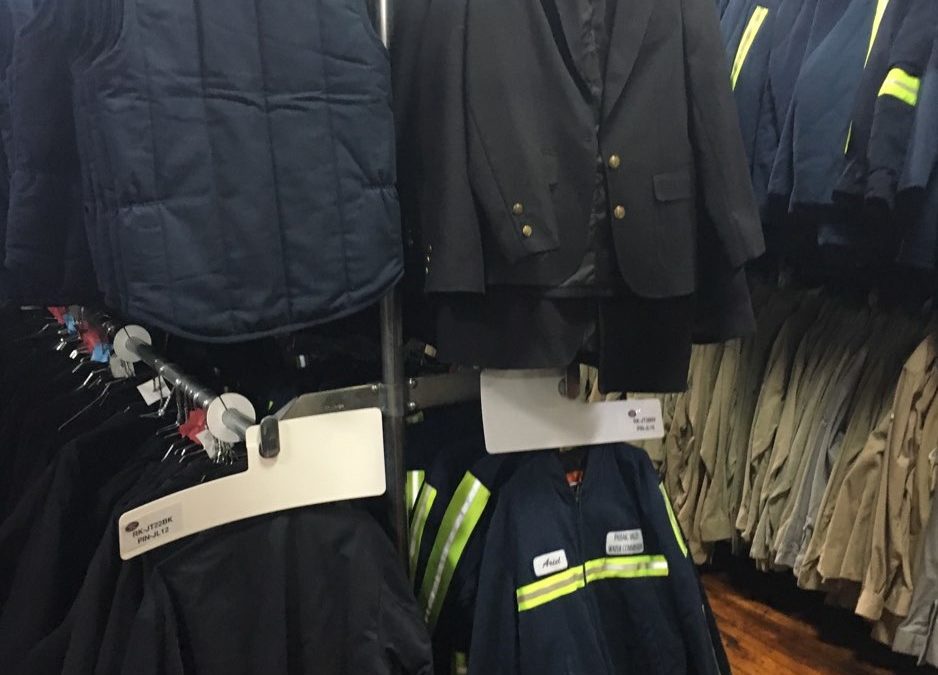 Railex System 200 Slick Rail 2 Tier Uniform Storage Rack with Clothing