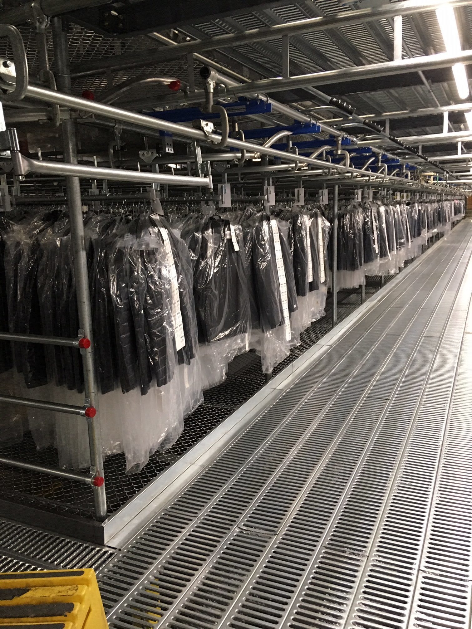 Railex System 200 Trolley Storage Rail System Filled with GOH Trolleys Railex Conveyor Corp.